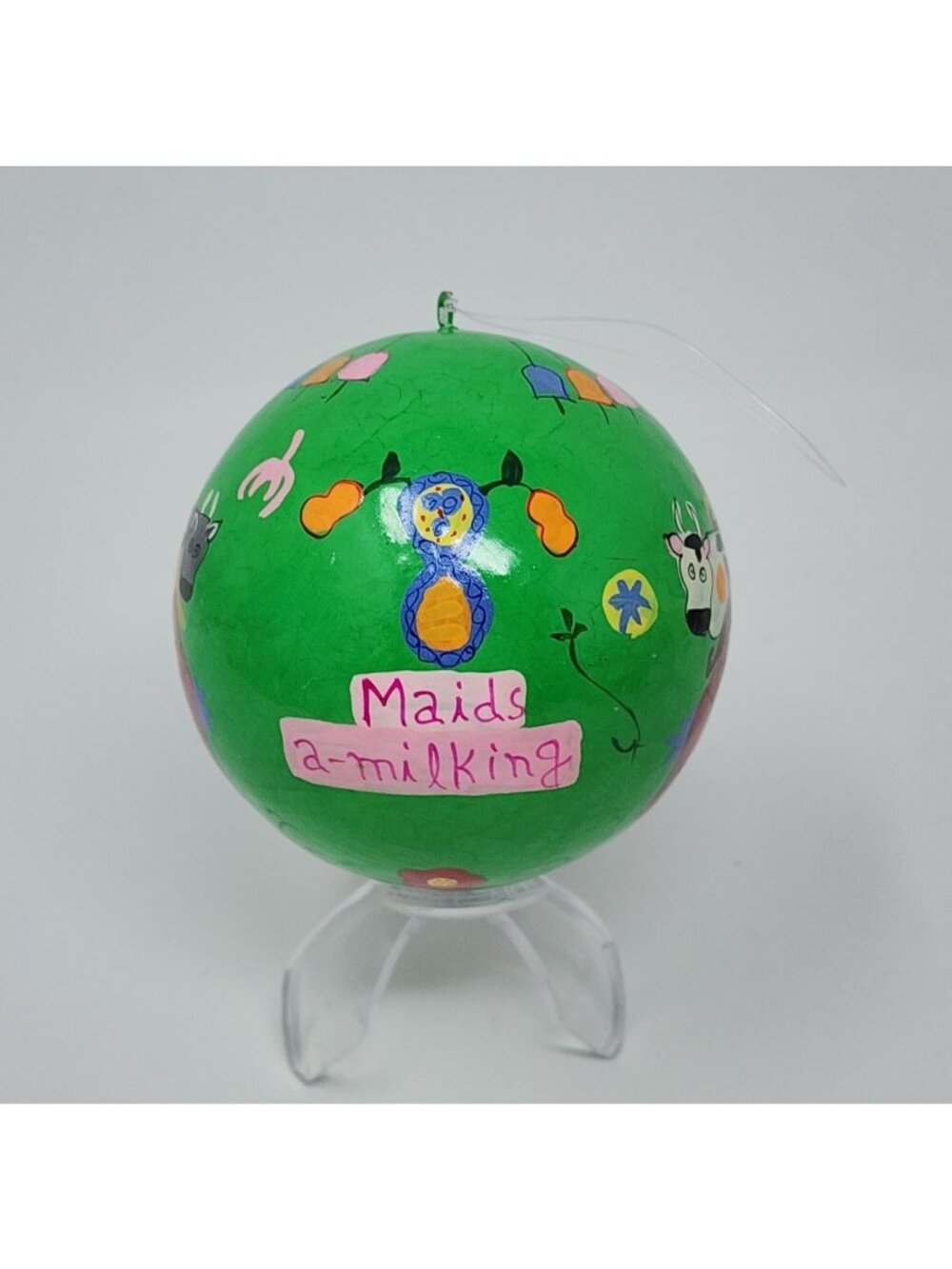 Crate & Barrel Twelve Days Of Christmas Ornament Day 8 Maids a Milking VTG 3" - Picture 1 of 6